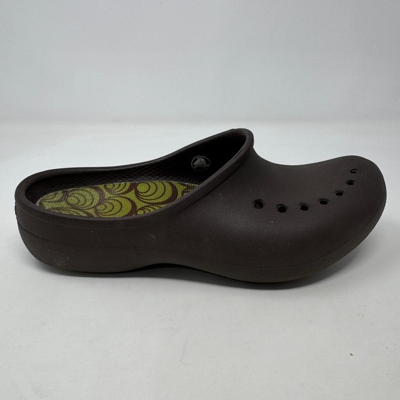 CROCS Tully Clog Cushioned Insole Slip On Comfort Cushions Brown Women's Size 7 - Picture 2 of 9